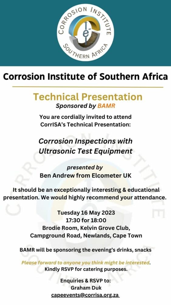 Corrosion Institute of Southern Africa Technical Evening CT