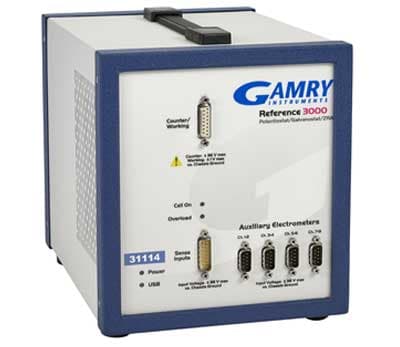 Gamry Reference 3000AE potentiostat / galvanostat / ZRA, showing the auxiliary electrometer channels