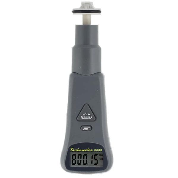 AZ 8008 2-in-1 Combo Tachometer with contact tip fitted, displaying a reading in RPM