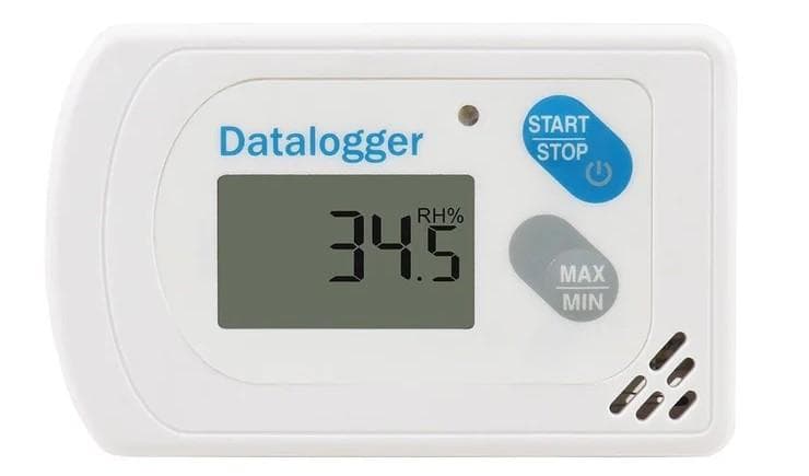AZ 88463 BLE Temp & Humidity Logger showing a relative humidity reading on its LCD
