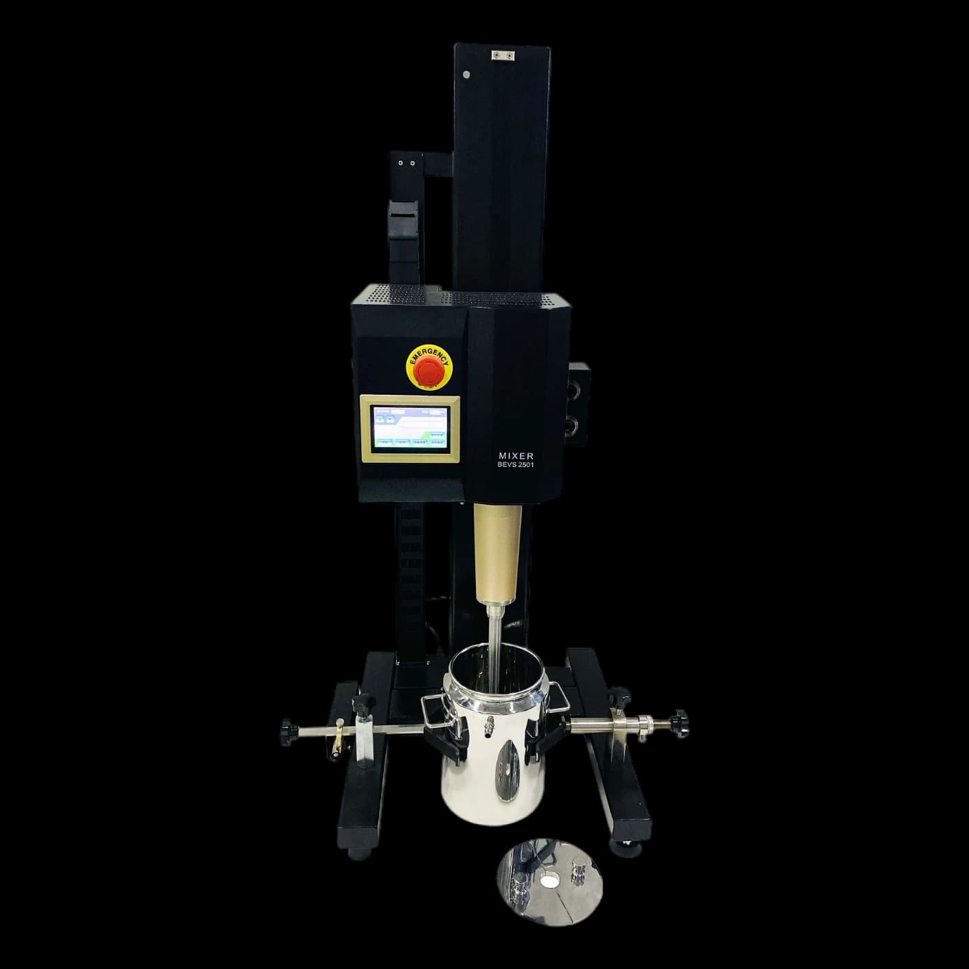 BEVS 2501 Laboratory Mixer with touch screen, emergency stop, auto lift and stainless steel vessel